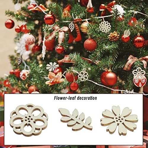 VGOL Lot de 100 tranches de bois décoratives en forme de fleur et de feuille pour bricolage, scrapbooking, fabrication de cartes