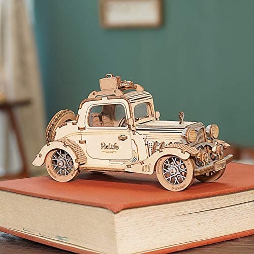 Rolife Voiture de Collection Puzzle 3D Maquette Bois,Modélisme pour Adultes à Construire,Décoration du Bureau de la Maison Idée de Cadeau de Noël TG504