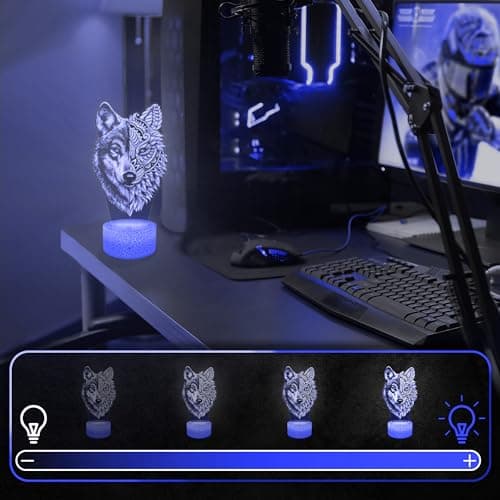 Lampephoto.fr - Lampe Loup Double Face Veilleuse 3D Animal Mandala