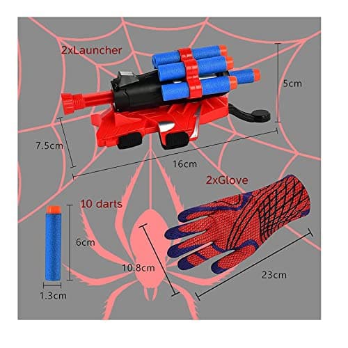 PTBWS Gant de Lanceur Spiderman, 2 Set Gant en Plastique, Jouets de Poignet Lanceur de héros d'araignée, pour Enfants pour la fête de Cosplay (B)
