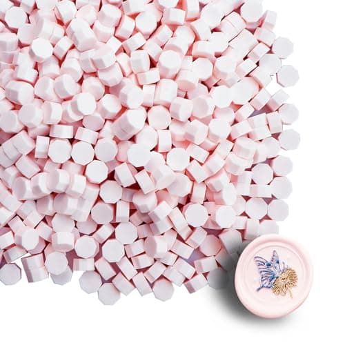 Cire à cacheter,Tomgenrine 520 PCS Perles de cire à cacheter, perles à cacheter pour lettres, cartes de voeux, scellage de vin, artisanat, invitations de mariage et de fête(Cherry Blossom Powder)