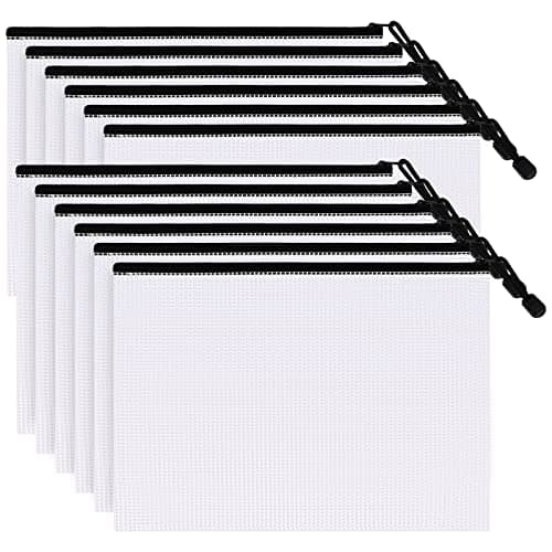 Lot de 12 pochettes en maille plastique B5 avec fermeture éclair, pochettes en maille B5, pochettes en PVC B5, pochettes pour documents B5