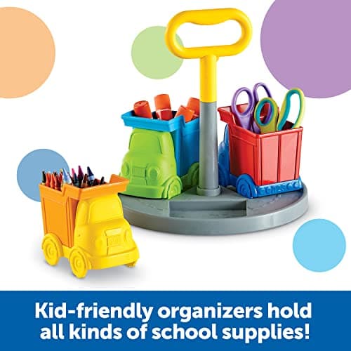 Learning Resources Rangement en forme de camions pour enfants Create-a-Space, rangement pour matériel de bricolage pour enfants, plateau d’organisation de la pièce de jeu, 3+