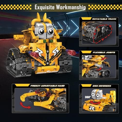 CUPCHID Robot Technic télécommandé pour Enfants, 5 en 1, Application et télécommande, Kits de Construction de Chars Technic Robot, 604 pièces, Cadeau d'anniversaire pour 8, 9, 10, 11, 12 Ans et Plus