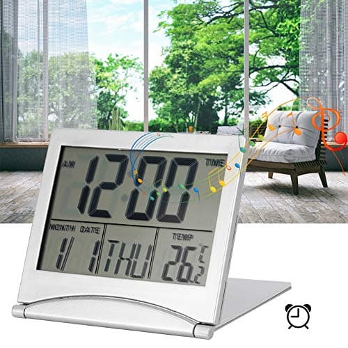 Horloge Digitale Voyage, Funkwecker-Alarme Portable, Horloge de Voyage Portable 1 Pièce, Alarme LED Numérique, Alarme, Réveil, Calendrier de Température, Snooze
