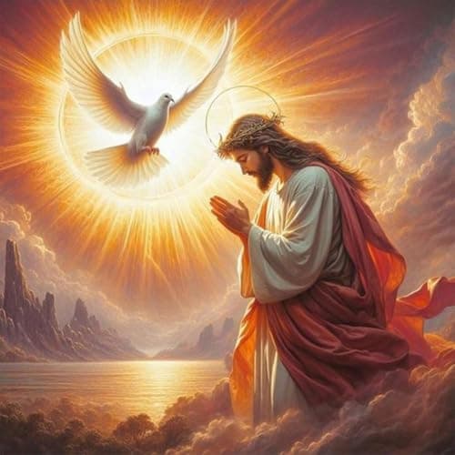Peinture Diamant 5D DIY Jésus Adultes, Kit DIY Peinture à Diamant Complet, Strass ronds en cristal Broderie artistique, jesus diamond paintingpour Débutants, Décoration murale Cadeau (30x30 cm)