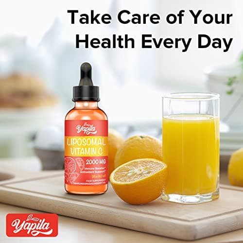 Vitamine C Liposomale 2000 mg Liquide Supplément, Absorption Maximale, Vitamin C Végétalienne Hautement Efficace, Acide Ascorbique, Non-GMO, Sans Gluten, Sans Soja