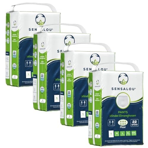 Sensalou Lot de 88 couches d'incontinence pour adultes - Taille S (88 pièces) - Pour filles et garçons - Couches culottes pour jeunes adultes - Jour Nuit