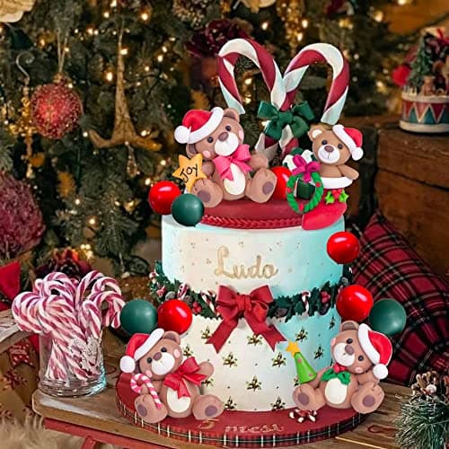 JeVenis Christmas Cake Décoration De Gâteau De Noël Décoration De Gâteau De Ours En Peluche Décoration De Gâteau De Bear Cake Décoration