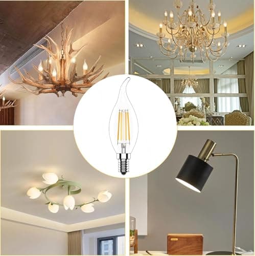 Zcexhph Ampoules Bougie à Filament LED E14,C35 4W Ampoule à Filament,Blanc Chaud 2700K Lampe de Bougie Vintage,400LM,Non Dimmable Ampoule Edison,10 Pièces