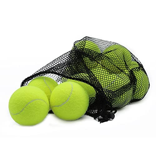 Magicorange Lot de 12 balles de Tennis d'entraînement avancées pour Chien avec Sac en Maille pour Un Transport Facile, idéal pour Les débutants (Jaune)