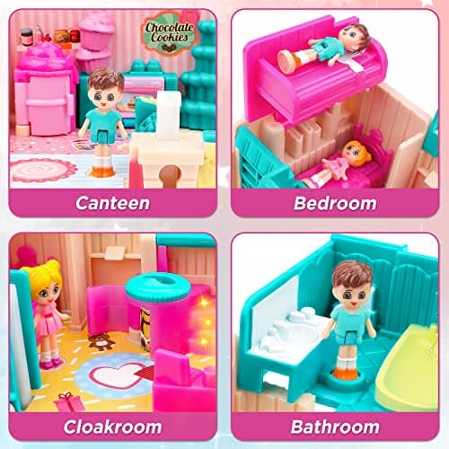 deAO Maison de poupées,Maison Miniature,Monde de la Boulangerie,Mini Maison de poupée à emporter,Convient aux Enfants de 3 Ans et Plus,Cadeau d'anniversaire de Noël