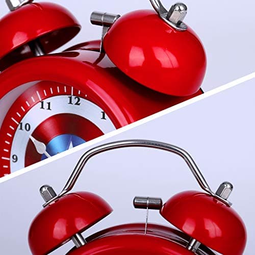 Lafocuse Réveil Captain Silencieux Enfant Rouge Matin a Double Cloche Horloge de Table Sanc Bruit Tic-tac avec la Lumière de Nuit