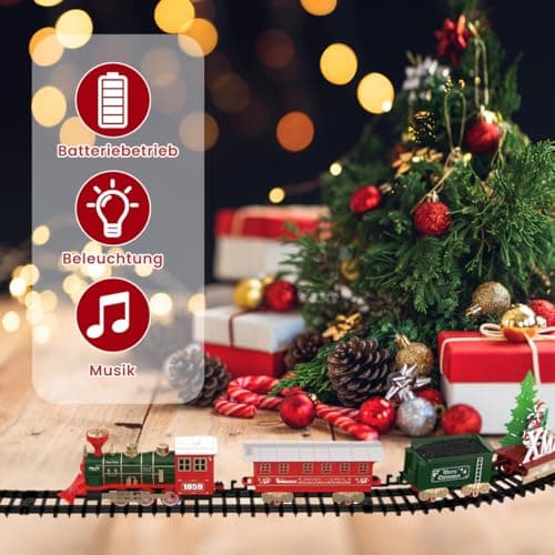 Daity Train Electrique Noel Decoration De Un Éclairage Tamisé Et Un Son Calme Train Électrique Enfant Trains Autour Sapin De Noël Décoré pour Les Enfants De 3 Ans Et Plus