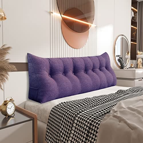Johnear Coussin de Lecture pour lit ou canapé, Traversin Gros Coussin Dossier Lin,Oreiller Triangulaire Coussin Coin, tête de lit,Coussin pour Lombaire Jambe, cale Dos Plage, Violet 200 x 20 x 50 cm