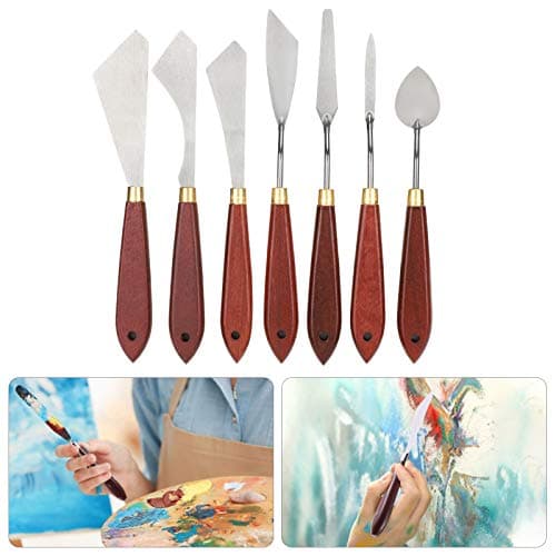 Inoxydable Couteau PeintureCouteau à Palette de Spatule Peinture Grattoir de Mélange de Peinture, 7Pcs Spatule Peinture Acrylique Painting Tools