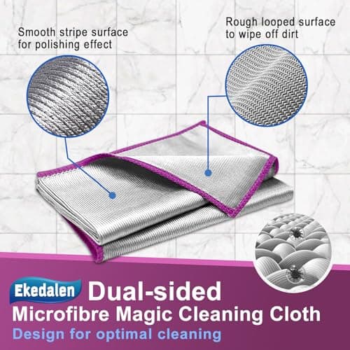 Ekedalen Chiffon Magique Microfibre, 6X Serviette sans Trace Absorbant Polissage, Lingette Essuie Verre Vitre Lunette Miroir Vaisselle Cuisine Menage Voiture, Torchon Nettoyage Réutilisable Lavable