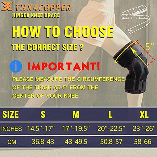 Thx4COPPER Genouillère Pliante - Rotule Ouverte Réglable avec Sangles Parallèles et Stabilisateurs Double Face, Genouillère de Compression, Genouillère pour Soulager les Douleurs au Genou-XL
