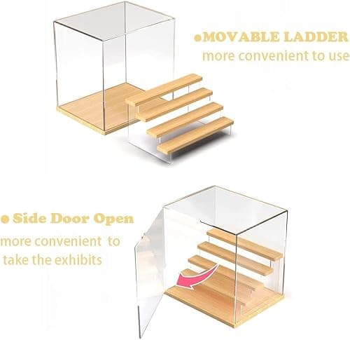 Nynelly 3 Niveaux Vitrine pour Collection en Acrylique,Assembler Boîte Présentoir Vitrine Antipoussière pour Action Pop Figures Jouets De Collection,Noir, 12.6 "Lx7 Wx10 H