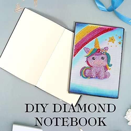 2 x DCIDBEI A5 Carnet Diamond Painting Journal Intime Fille Carnet Peinture Diamant Carnets Notes Broderie Diamants Diamant Painting Carnet de Note Fleurs Carnet de Voyage Cahier de Croquis A5 Unicorn