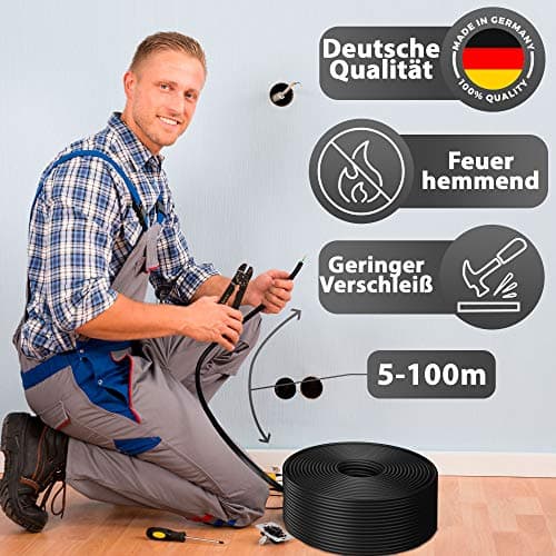 MAS Premium Câble conducteur H07 V-K 1 x 2,5 mm2 HBL GRGE RT DBL BR OR GR WS VIO ou GE - Fil unique flexible de 5 à 100 m (noir, 40 m)