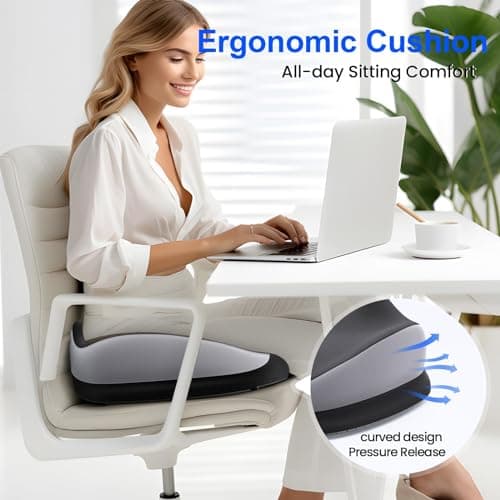 Benazcap Coccyx Coussin D'assise en Mousse à Mémoire de Forme, Soulagement des Douleurs au Coccyx, Sciatique et Maux de Dos, pour Chaises de Bureau, Fauteuils Roulants et Sièges de Voiture, Noir