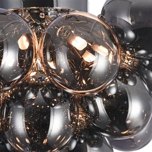 MAYTONI DECORATIVE LIGHTING Lustre plafond, style Moderne, raccords en métal couleur nickel, plafonds en verre couleur fumée, ampoules de plafond pour bas non incluses, 8x G9, 28W