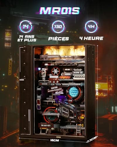 ROWOOD Circuit à Billes Monde Parallèle Kits de modélisme électrique pour adultes et enfants à construire, Puzzle 3D avec LED, Cyberpunk Miniature Ville avec Multi-Combinaison, Cadeau créatif pour lui
