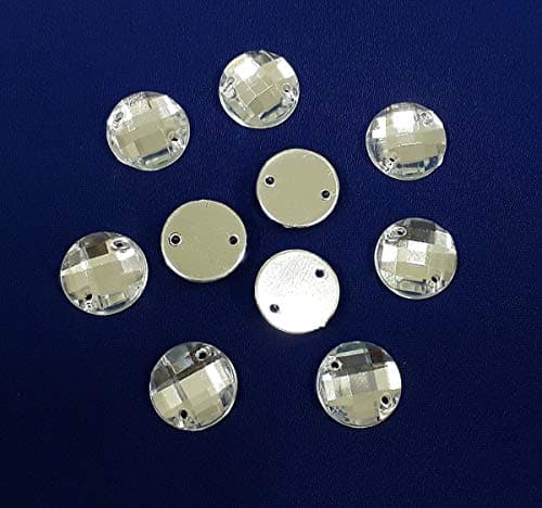 Perlin Lot de 100 strass à coudre - Ronds - En acrylique - Pour vêtements, travaux manuels, vêtements et sacs - 12 mm