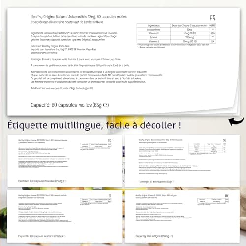 Healthy Origins, Triple Strength Astaxanthine, Dépôt, 12mg, de Haematococcus Pluvialis, 60 Capsules molles, Sans Soja, Sans Gluten, Sans OGM