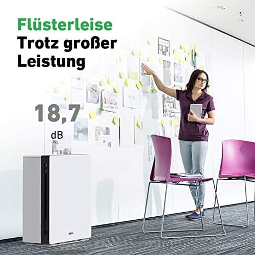 IDEAL - Purificateur d'air AP80 PRO (100m2) | Made in Germany | Filtre HEPA & charbon actif qui élimine 99,99% des particules fines, odeurs, spores de moisissures, fumées... | Pour bureau, appartement