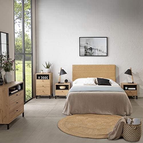 marcKonfort Tête de lit tapissée Miconos 160x60cm Couleur Moutarde, Rembourrée de Mousse, brodé Effet capitonné, 8cm d'épaisseur, Système de Fixation Inclus.