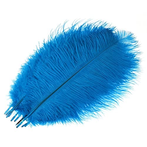 Mwoot 10pcs Naturelles Plumes d’Autruche, Ostrich Feathers Plume 25-30CM pour Les Chapeaux, Maison, Mariage fête Décoration (Bleu)
