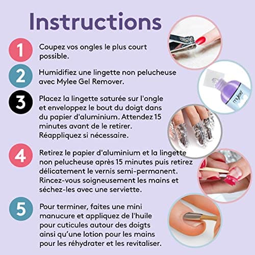 Mylee Prép et nettoyant + Dissolvant qualité salon, Manucure et pédicure avec systèmes UV LED, Dissolvant professionnel à l’acétone pour tout type d’ongles, Double usage pour nettoyer l’ongle et enlever la couche adhésive 2x250ml