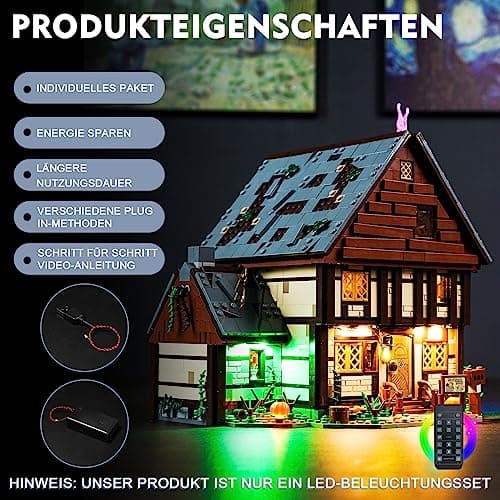 Kit d'éclairage de décoration télécommandé pour Lego 21341 Disney Hocus Pocus : La maison des sœurs Sanderson (non Lego), Kit d'éclairage pour Lego La maison des sœurs Sanderson