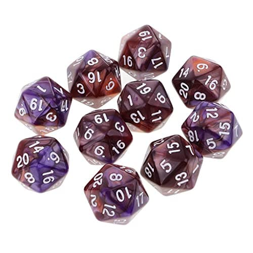 Sharplace 10pcs Dés Chiffres 20 Faces Dice D20 Accessoires pour Jeux de Rôle Bar Club (Café Violet)