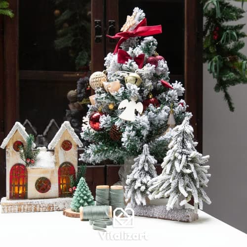 Vitalizart Ruban Velours Vert Poussière 0,95 cm x 4,57 m x 3 Rouleaux, Bobine en Bois, Ruban en Tissu pour la Décoration de Couronnes de Noël, l'Artisanat, les Ornements, l'Emballage de Cadeaux