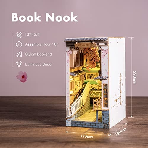ROBOTIME Japon Book Nook Sakura Densya Maison de Poupée en Bois