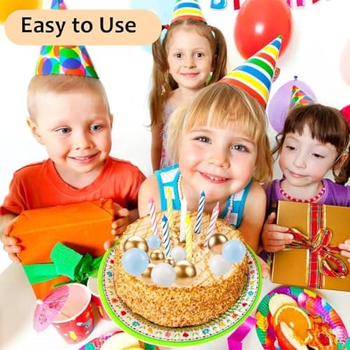 ZOOMPIL 108pcs Balle Gâteau Topper, Mini Topper de Gâteau de Ballon, Balle Gâteau Topper Bleu Blanc Doré, pour Décoration de Gâteau Dessert, Mariage Décoration
