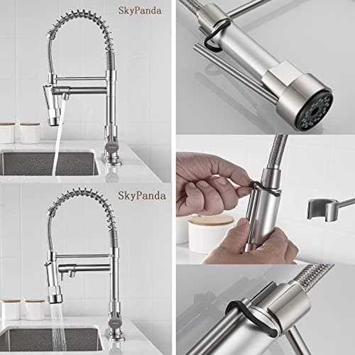SkyPanda Robinet de cuisine de rechange G 1/2" avec buse de rechange universelle amovible 2 modes (embouts de douche argentés)