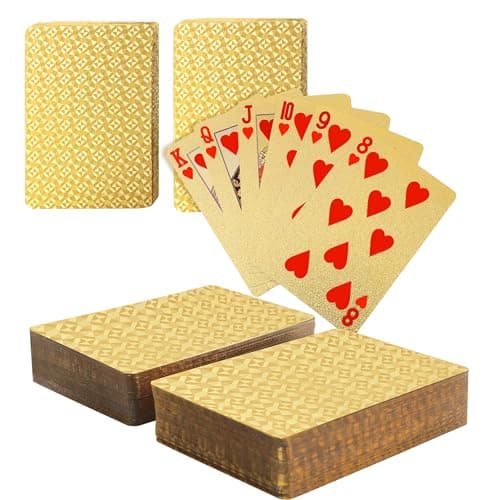 SWINILAYA Lot De 2 Jeu De Cartes 54 - Noir Et Or | Parfaits pour Fêtes, Voyages, Pique-Niques Et Plus