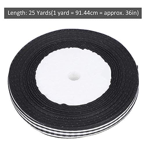 Tiiyee Ruban Vichy Noir et Blanc, 3 Rouleaux de Ruban de Satin à Carreaux Noël Mariage tissé Bord Rouleau Emballage Cadeau décoration de gâteau 1 cm de Largeur 25 Verges/Rouleau