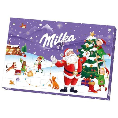 MILKA - 1 Calendrier de l’Avent Milka - Assortiment Festif de Chocolats - Idée Cadeau Noël - Chocolat à Offrir - 1 Calendrier de 200 g