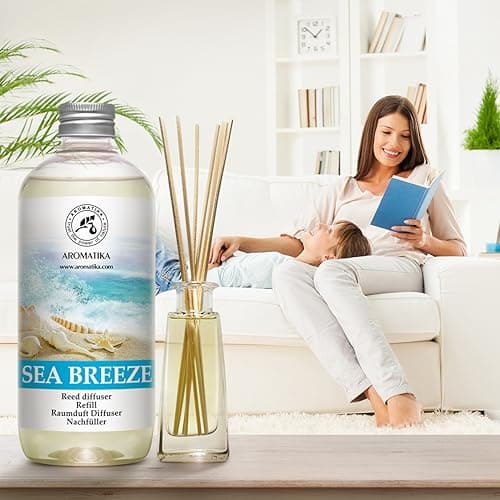 Recharge Diffuseur Roseaux Set de Brise de Mer 2x500ml - Reed Diffuser Refill Sea Breeze - Fragrance Fraîche et Durable - Recharge pour Diffuseur d'arômes - Aromathérapie - Desodorisant Maison