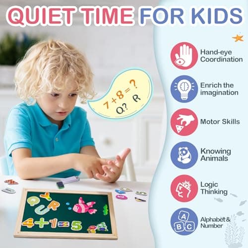 Uping Puzzle Magnetique Bois avec Tableau Double Face Aimanté pour Enfant 3 Ans et plus-130 Pièces