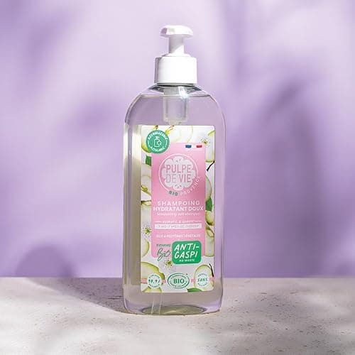 Pulpe de Vie - Shampooing Doux Certifié BIO Pompompidoux XL 400ml - Anti-gaspi ! Pomme - Cheveux Sains et Brillants - Hydratation Intense - Régénère les Fibres