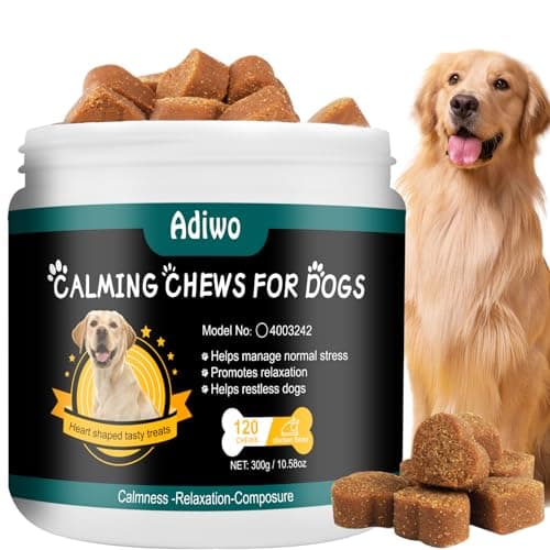 Adiwo Calmant pour Chien, 120pcs Calmant à Mâcher pour Chiens, Saveur de Poulet Snacks Naturels Apaisants, Réduire la Pression pour Chien et Chat, Réduire l’anxiété de l’Animal