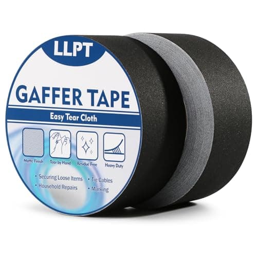 LLPT Ruban Adhésif Professionnel Mat de Couleur Noire | Ruban Adhésif Toilé Noir | Noir Gaffer Ruban adhésif en tissu | Gaffers Tape pour Câbles,Photographie (PGT532P2BK) | 2 paquets | 50 mm x 32 m