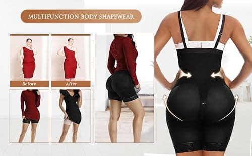 YIANNA Gaine Ventre Plat Femme Invisible Amincissante Body Gainant Sculptant Shapewear Bodysuit Fajas Colombianas Shaper Combinaison Noir M 7243
