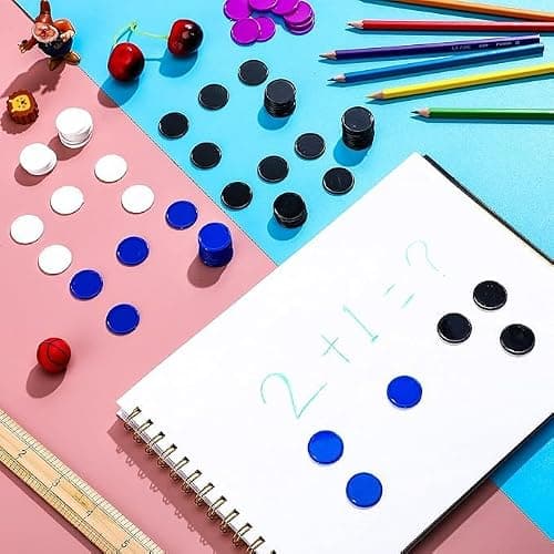 AsyinXson 400pcs Plastic Poker Chip, Mini Poker Chip 25mm, 4 Colors Learning Counter, Counting for Learning Maths Kids Reward